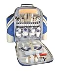 Outdoor Living : Deluxe Four Person Picnic Backpack in Two Tone Azur Blue