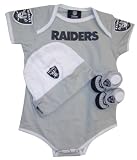 Oakland Raiders Onesie Booties and Cap 3pc Infant / Baby Set