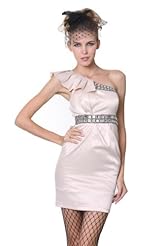 One Shoulder Chiffon/Taffeta/Tulle Beaded Crystal Applique Crystals Lace Bridesmaid Dress/Prom Dress/Mini Dress 