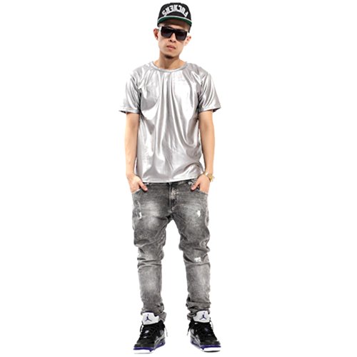 Pizoff Unisex Leather Sleeves Luxury T-shirts