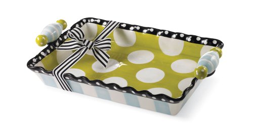 Ruffles Hand-Painted Ceramic Rectangle Baking Pan/Dish - 7.5