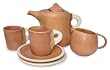 Ceramic coffee set, 'Two-Tone Cinnamon' (set for 2)