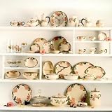 Franciscan Desert Rose 5-Inch Footed Cereal/All Purpose Bowls, Set oe Enamel-on-Steel Storage Jar Set with Wooden Li
