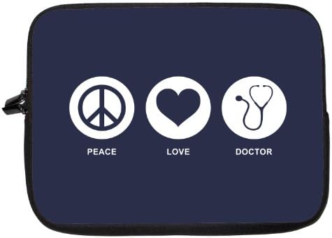 10 inch Rikki KnightTM Peace Love Doctor Blue Color Laptop sleeve - Ideal for iPad 2,3,4, iPad Air, Galaxy Note, Small Notebooks and other Tablets