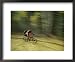 Jim Hall Speeds down Bear Creek Trail on a Bicycle Framed Art Poster Print by Bill Hatcher, 22x18