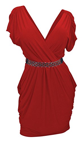 eVogues AppareleVogues Plus Size Deep V-Neck Wrap Bodice Dress