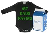 Spoilt Rotten - My Dads Paying Long Sleeve Babygro / Bodysuit Organic Baby Clothing 100% Organic Sizes 12-18 months WHITE/BLACK in funky Milk Carton