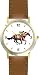 Thoroughbred Racehorse and Jockey Horse - WATCHBUDDY&reg; DELUXE TWO-TONE THEME WATCH - Arabic Numbers - Brown Leather Strap-Size-Large ( Men's Size or Jumbo Women's Size )