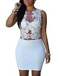 Polyester/Spandex Floral Print Lace Mesh Applique Bodycon Dress/Club Dress/Mini Dress 