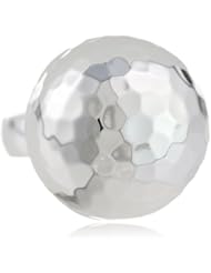 Silvertone Round Hammered Puffy Ring