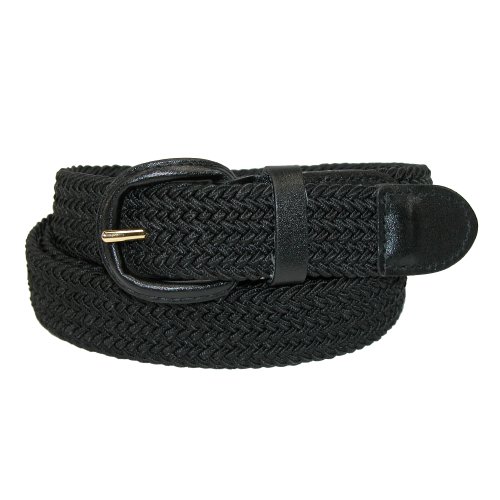 CTM® Mens Elastic Braided Belt with Covered Buckle (Big & Tall Available), Small, Black