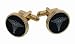 Gold plated and etched onyx Medical cufflinks with presentation box. Made in the U.S.A