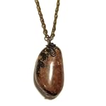 Rhodonite Necklace 02 Chain Pink Black Gemstone Crystal Healing Reiki Brass 25