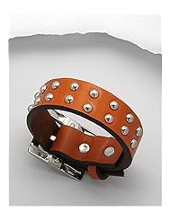Orange Leather Bracelet In White Base