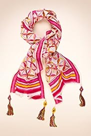 Linen Blend Square Leaf Print Lightweight Scarf with Modal