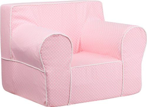 Princess Oversized Light Pink Dot Kids Chair White Piping