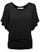 LL WT742 Women's Versatile Casual Short Sleeve Dolman Top – Loose Fit Boat Neck M Black