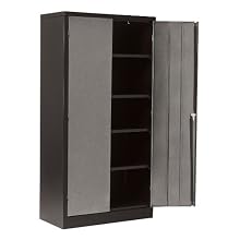 Edsal CB721836 Textured Silver and Black Steel Modular Workspace Storage System Cabinet, 4 Adjustable Shelves, 72" Height x 36" Width x 18" Depth