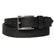 Mens New Genuine Leather Up-Scale Rectangular Silver 1.25 Inch Black Belt by Landes