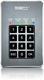 Yuantech Udisk1800 256GB 1.8 INCH MSATA Aluminum USB 3.0 Keypad AES-256bit Encrypted Portable External Hard Drive Gun Color