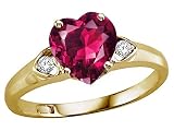 1.84 cts Heart Shape Lab Created Ruby and Genuine Diamond Ring - 14kt White or Yellow Gold