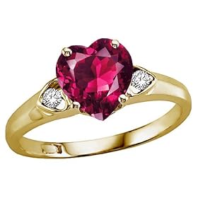 1.84 cttw Heart Shape Lab Created Ruby and Genuine Diamond Ring - 14kt White... by Finejewelers