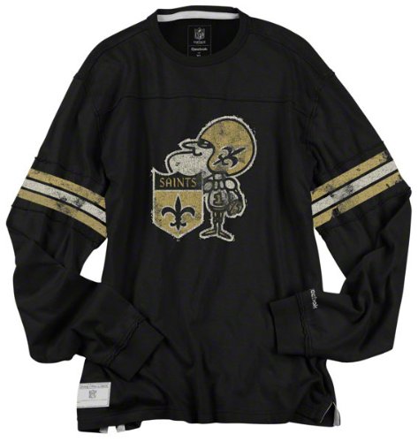 New Orleans Saints Vintage Long Sleeve AppliquÃ© Jersey Crew