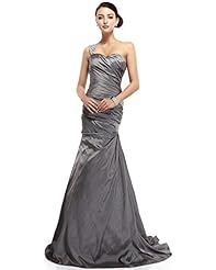 Mermaid Floor Length One Shoulder Beaded Lace Natural   Waistline Taffeta Sweetheart Prom Dress 