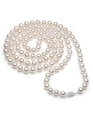 Sterling Silver 6-7mm White Akoya Pearl High Luster AA Quality 24" Necklace