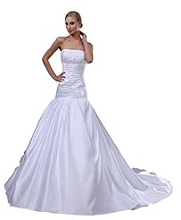 Strapless Silk Backless Evening Dress  with a Chapel Train 