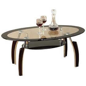 Elena Black and Clear Glass Coffee Table