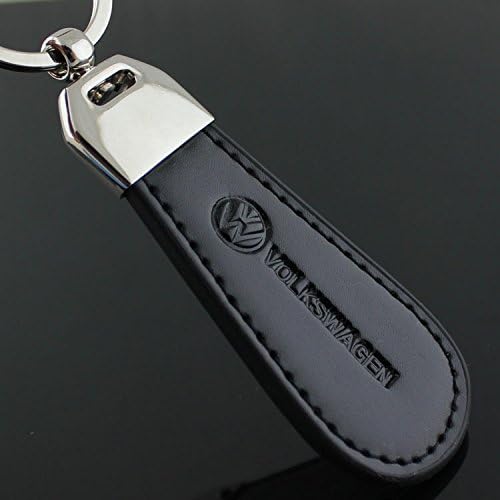 3D Waterdrop Shape Black Leather Keychain For Volkswagen