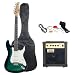 Musical Instruments : Austin Bazaar Double Cutaway Transparent Green Electric Guitar with 10 Watt Amp - Beginner Kit