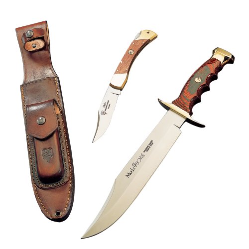 Muela Canguros Bowie Fixed Blade and Lockback Folder Brass, Wood Handles Muela Canguros Bowie Fixed Blade and Lockback Folder Brass, Wood Handles