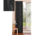 Eleganter Fl�chenvorhang Schiebegardine aus gl�nzendem Taft, mit Stickerei in Wellenform, mit Zubeh�r, 245x60, Schwarz, 42040