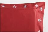 Sin in Linen White Star Embroidered on Red or Black Pillow Shams 100% Cotton Sateen 300 Thread Count, Red Review