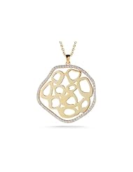 I. Reiss 14K Gold Free-Form Pendant, Surrounded by Diamonds.