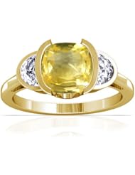 18K Yellow Gold Cushion Cut Yellow Sapphire Three Stone Ring