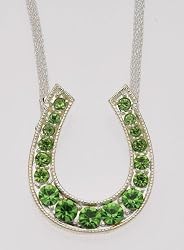 Large Rhinestone Horseshoe Necklace, Green