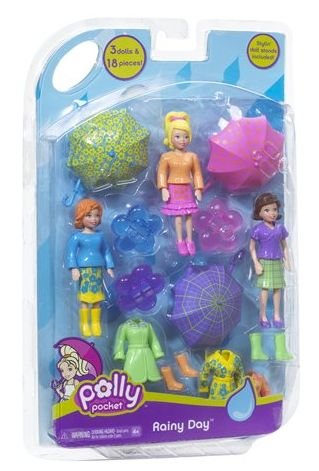 Polly Pocket Rainy Day Doll Set with Polly, Lila, Lea Mattel