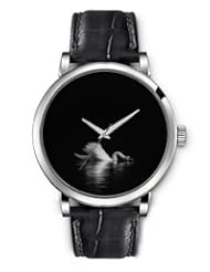 SPRAWL Aanalog Fashion Series Silver Ladies Watches of Genuine Black Leather Strap,Unique Wrist Watch for Women Girls Designed with Swan in the dark