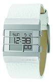 Diesel Gents Digital White Leather Strap Stainless Steel Case Watch