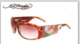 ED HARDY EHS 007 ALIVE AWARE TORTOISE PLASTIC BROWN GRADIENT LENS SWAROSKI CRYSTAL SUNGLASSES