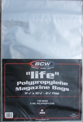 (500) BCW Life Magazine Size Bags / Covers