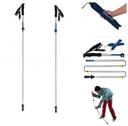 Pair 2*Trekking Hiking Sticks Poles Alpenstock Adjustable Telescoping Anti Shock - White