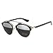 Guoxuan Women's Metal Frame Plastic Leg Cat Style Mirror Sunglasses
