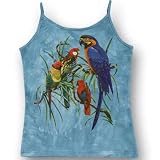 Papageien - Trägertop Shirt - handgebatikt, 100% Baumwolle