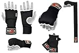 New gel padded inner glove with wrist wrap blk/w - large