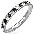 Bling Jewelry Stainless Steel Stackable Eternity Band Ring Channel Set Black Onyx Cz