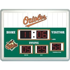 Baltimore Orioles MLB Scoreboard Clock and Thermometer (14x19) by TEAM SPORTS AMERICA